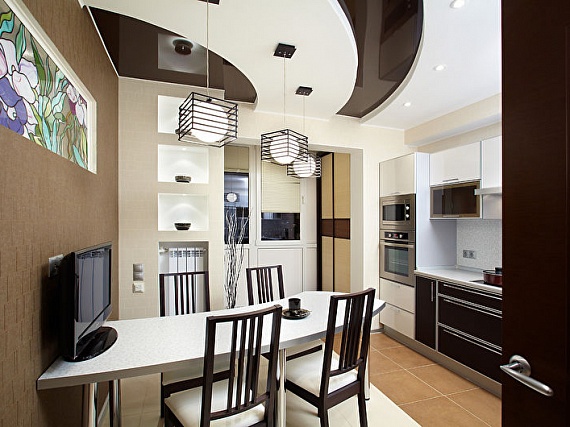 Натяжной потолок на кухню